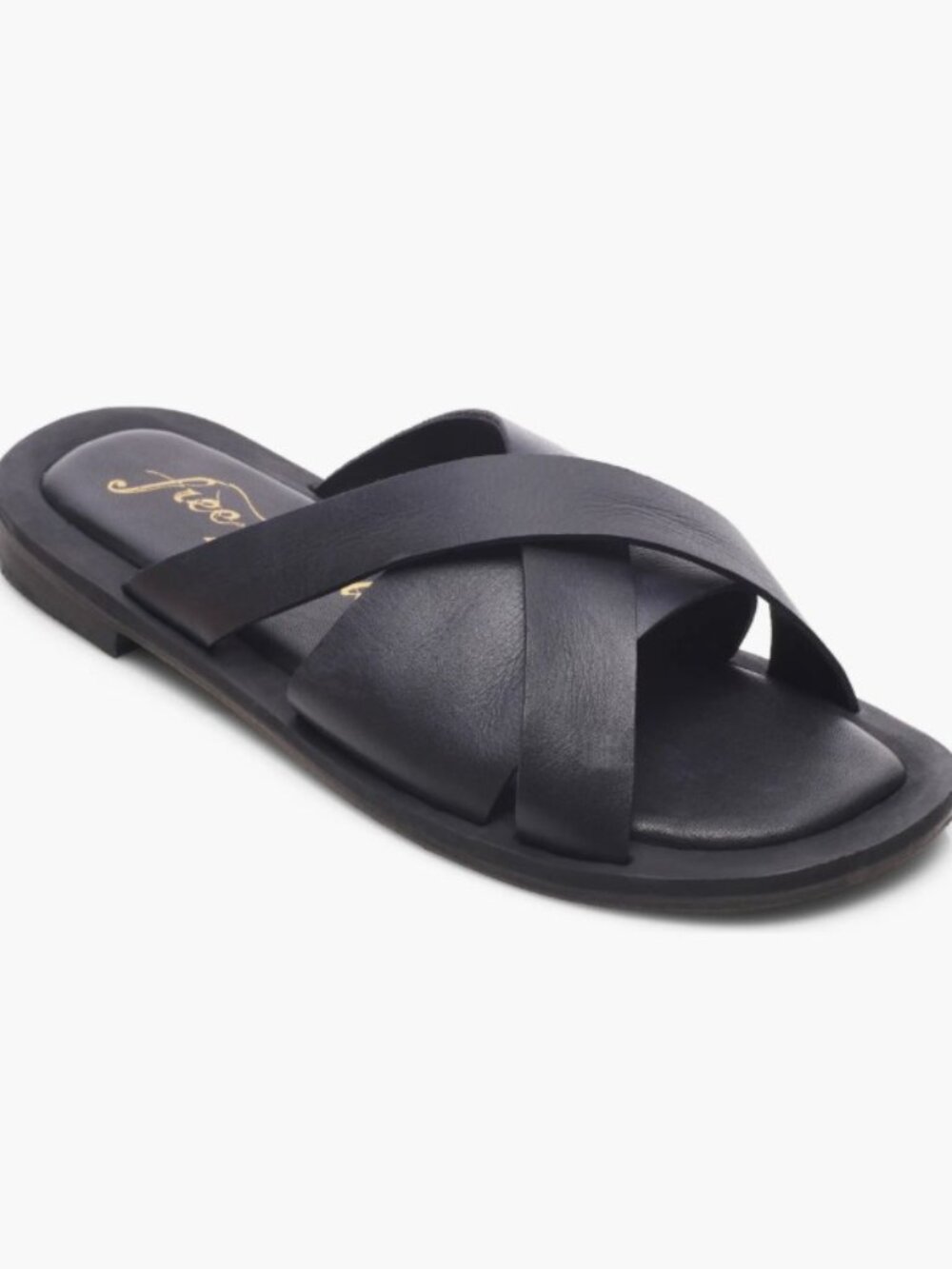 Free People Del Mar Slide Sandals Flats Open Toe Crisscross Straps Black 8.5